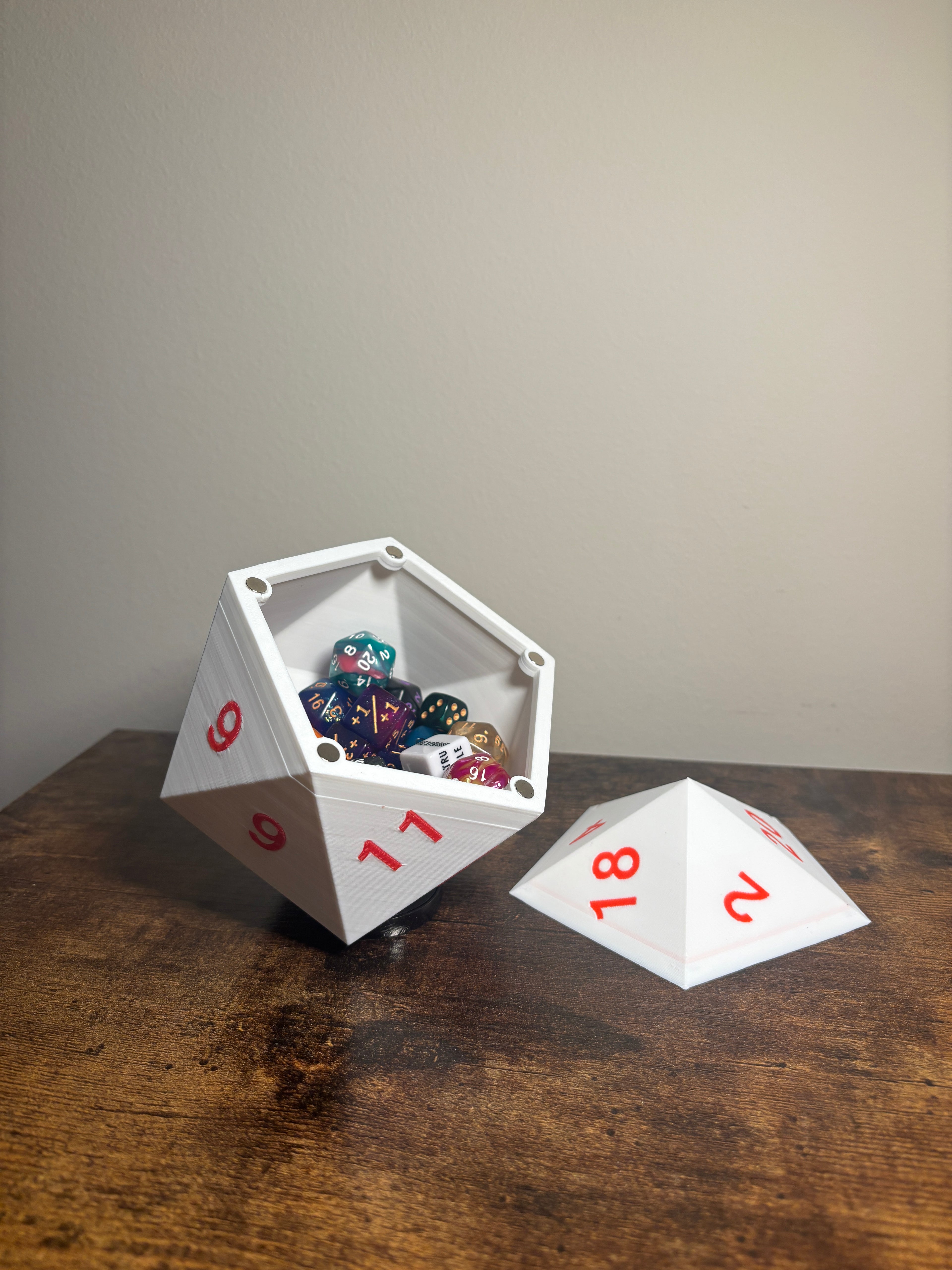 Dice Box - 2 Color - Magnetic D20 Dice Storage