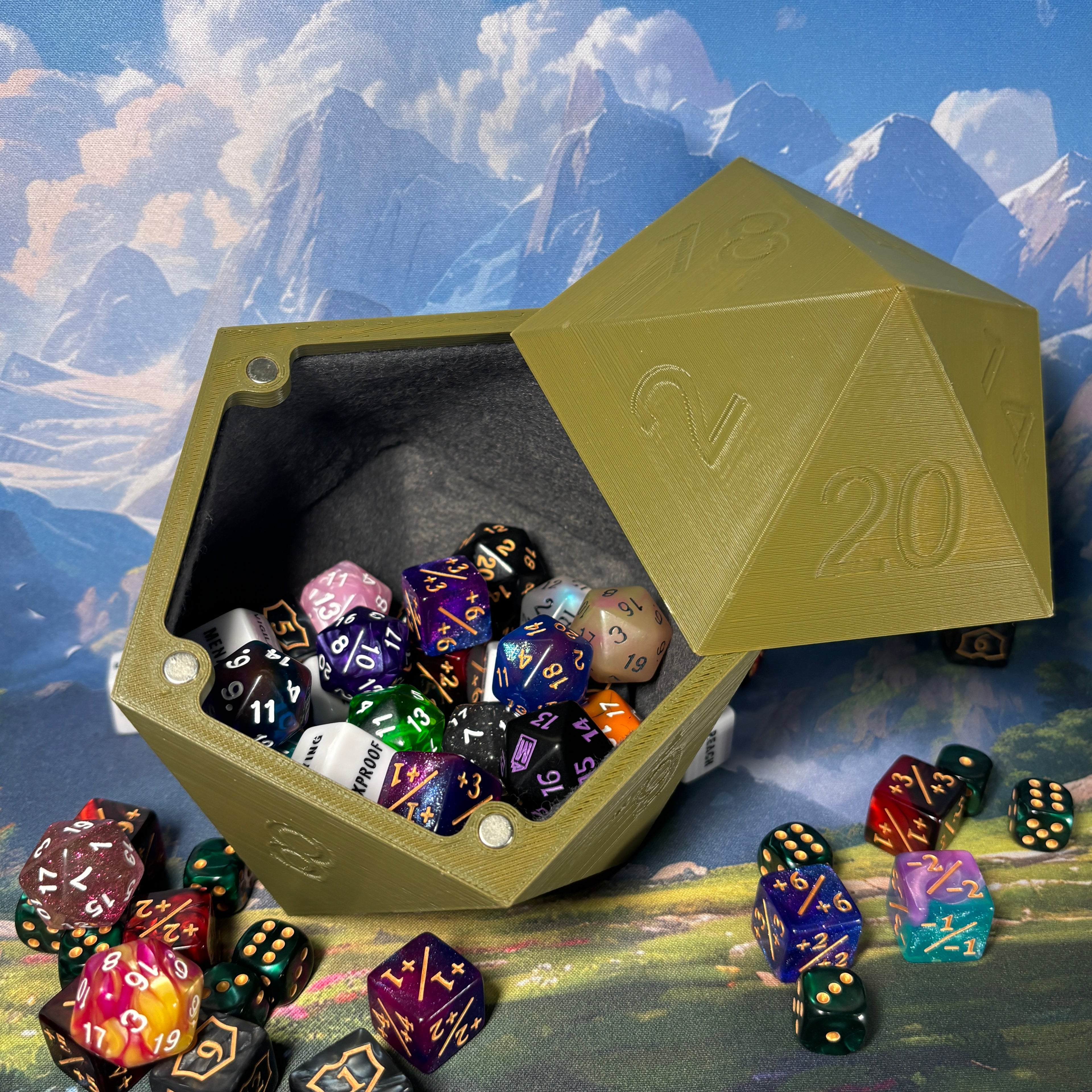 Dice Box - Magnetic D20 Dice Storage
